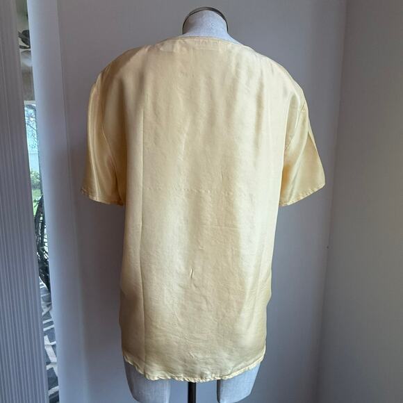 Express 100% Silk Button Front Blouse Butter Yellow XS - Picture 4 of 8